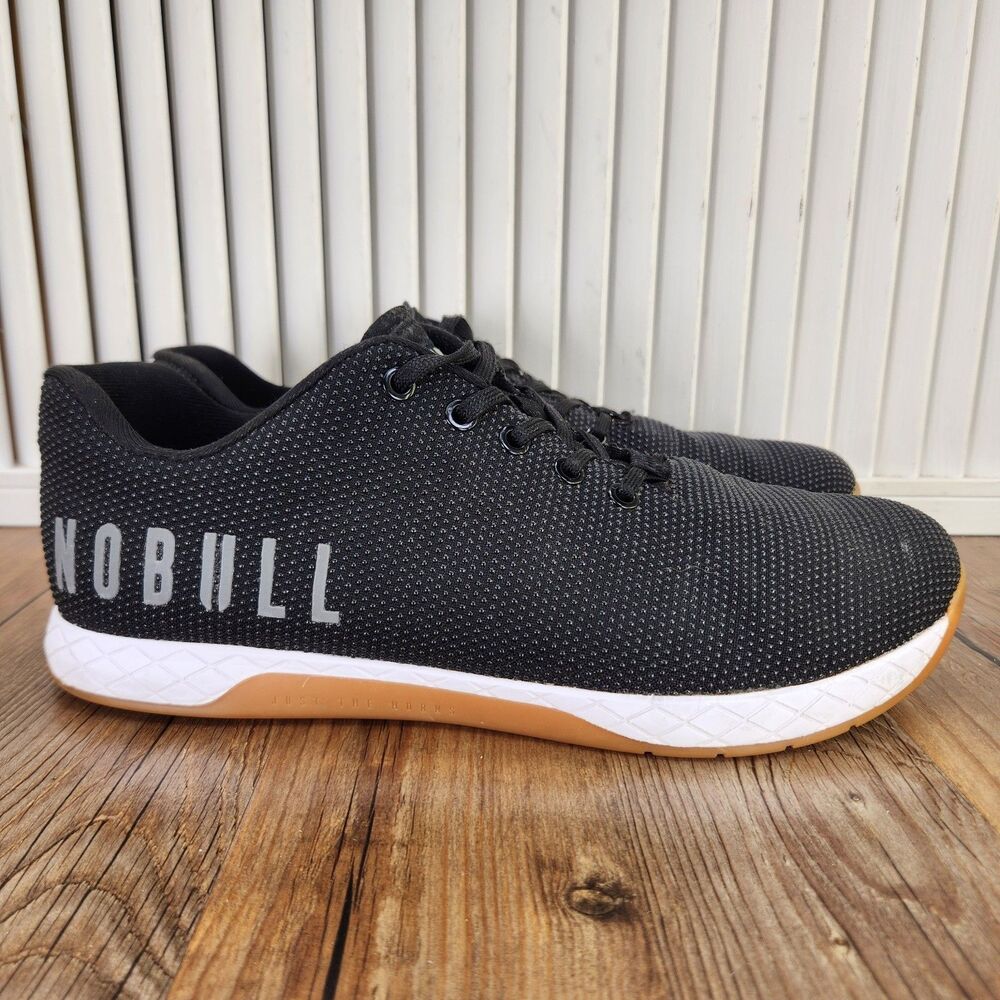 Nobull Outwork Training Shoes Men's 10 Black White SuperFabric Gum Sole Sneakers
